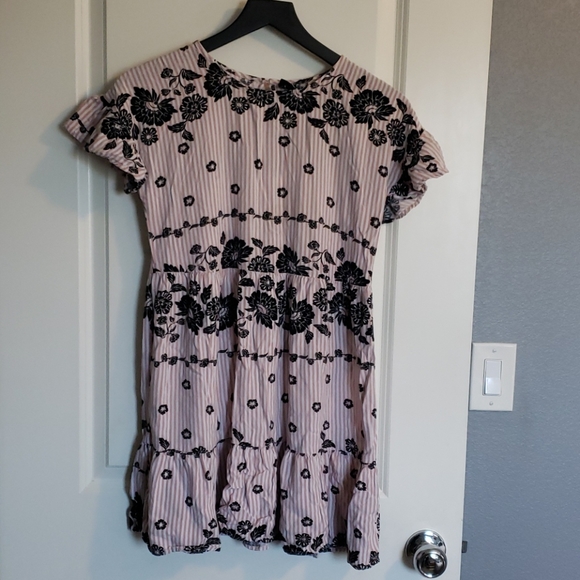 Art Class XL Pink Stripe Black Floral Dress - Picture 1 of 8